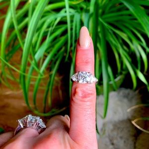 3.4 CT 3 Stone Moisannite Diamond Ring